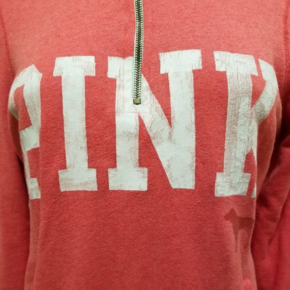 Victoria's Secret PINK sweatshirt Small dog logo graphic 1/4 zip collegiate - Picture 5 of 15